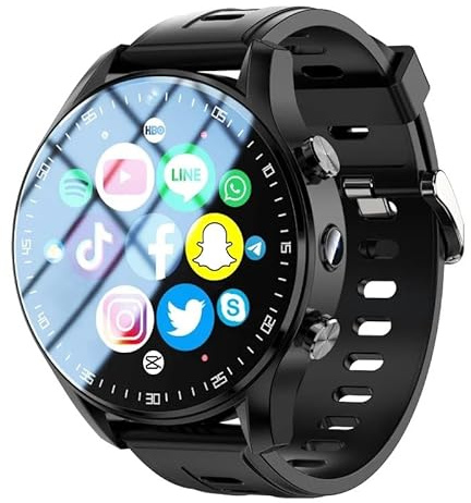 XINDADA Reloj inteligente 4G, tarjeta SIM, cámara dual, videollamada, rastreador de pasos con WiFi, GPS, impermeable, Gooogle Play Store para hombres y mujeres (negro, 8+128GB)