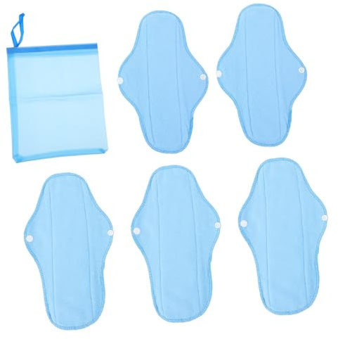 HOLIDYOYO Waschbares Damenbinden 6 Stück Mittlere Saugfähigkeit Pul Flügel mit Knopf Polar Fleece Reise Outdoor Damenhygiene