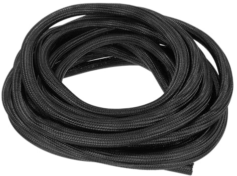 sourcing map UL94-V2 - Funda trenzada de alambre de manga dividida de 1,27 cm, 25 pies, color negro, resistente al fuego, para gestión de cables en el hogar