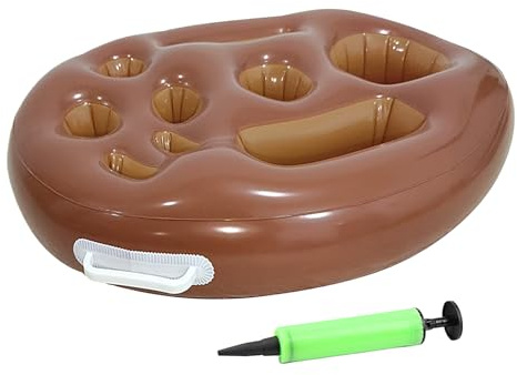 Floating Drink Holder - Pool Drink Holder | 9 Hole Pool Float Drink Holder, Collapsible Tray Deck with Pump, Large Beverage Organizer for Beach, Birthday, Swimming, Picnic, Travel, Hot Tub Outdoor