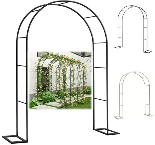 YZJTSXQHY Metal Pergola Arbour, Garden Arbor Rustproof, Durable Archway Frame, Stable Wedding Arch Trellis With Base, support for Various Climbing Plant, Party Decoration(Black,WxH80x200cm)