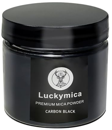 Luckymica Micapulver för Epoxiharts, Premium Pärlemorpigment för Resin, Färgpigment för Nagellack, Färg, Ljus, Tvål, Badbomber och DIY-Kosmetik – Carbon Black (50 g)