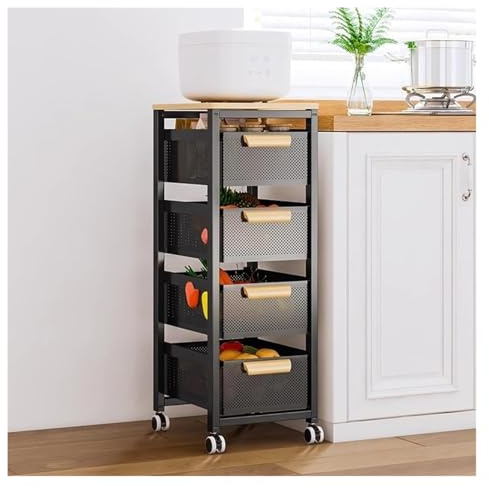 MMDXDLX Cesto per Frutta e Verdura Scaffali for cestini di Frutta con Ruote, Carrello portaoggetti Mobile in Metallo Indipendente for Cucina, Bagno, Lavanderia