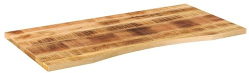 Eleganz Massive Schreibtischplatte 120x60x2,5cm aus rauem Mangoholz mit natürlichem Finish - Langlebig & umweltfreundlich für Homeoffice & Büro