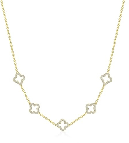 Philip Jones 18k Gold Plated Multi Clover Necklace Created with Zircondia® Crystals