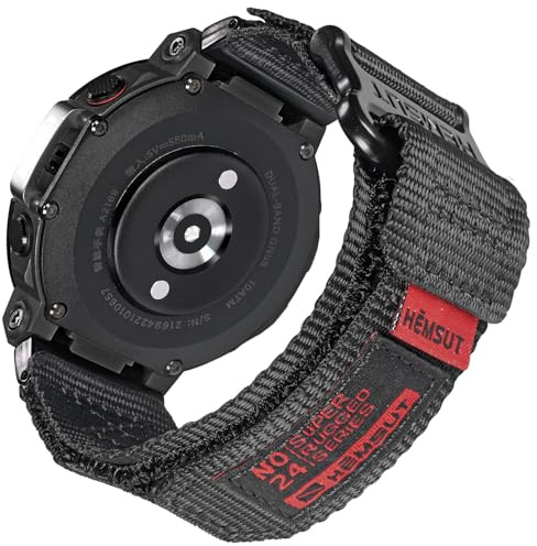 Militärband kompatibelt med Amazfit T-Rex 2, slitstarkt nylonband med kardborreknäppning ersättningsarmband med flätad stickad design sportband för män, T-Rex 2/Large (7.6-9.0), Nylon