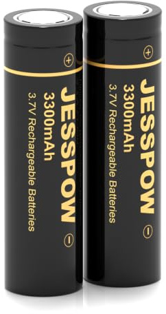 3.7V Rechargeable Battery, 3300mAh Flat Top Rechargeable Batteries for Flashlight, Headlamp (2 Pack, 18 X 65mm)