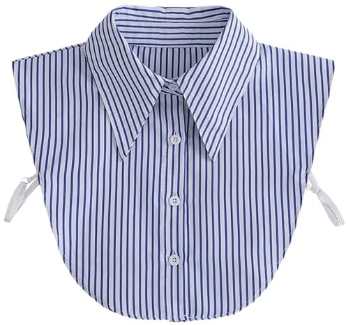Gatuida Women Detachable Fake Collar Striped Half Shirt Collar Blouse Accessory Blue Multifunctional Faux for Sweaters Autumn Winter