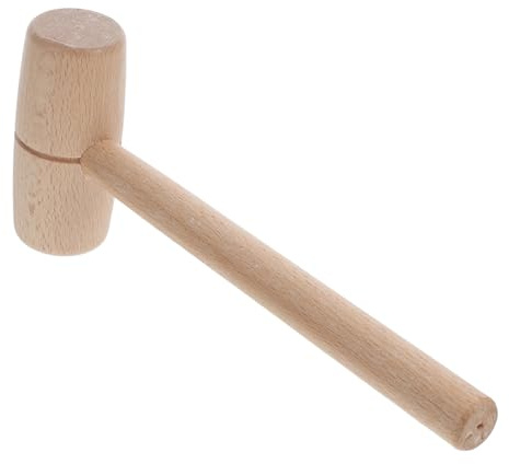 DOITOOL Buchenholz Hammer mit Rundem Kopf für Lederhandwerk und Holzarbeiten Kleiner Holzgriff Hammer für Filigrane Bastel und Schnitzprojekte
