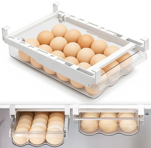 Vlecexs Organizador de Huevos para Frigorífico, Cajón de Organización para Nevera, Huevo Caja de Almacenamiento, Encargarse de Cajones Hueveras para Frigorífico, Soporte para Huevos para Cocina