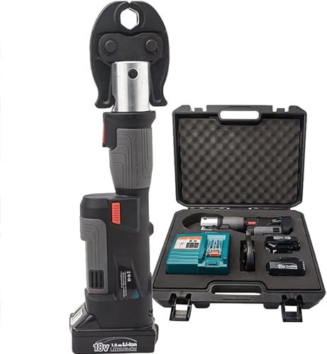 Herramienta De Prensa De Tubería Hidráulica De Batería Portátil para Plomería De Cobre Pex Multicapa, con 3 Mordazas De Prensa/2 Baterías/1 Cargador Y Estuche De Transporte,2series