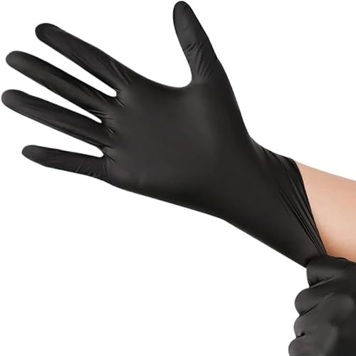 20/100 pezzi 4Mil Guanti in nitrile for impieghi gravosi monouso for lavori industriali Senza lattice for saloni di bellezza Meccanico Tatuaggi Pittura Pulizia(Black 20PCS,S)