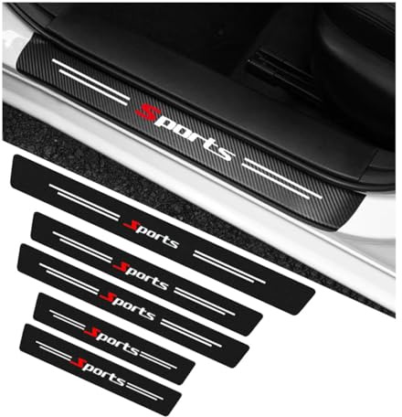 5 Piezas Protector de Umbral de Puerta para VW Passat B6 Golf 4 Golf 5 Passat B5 Golf 7 Tiguan Polo Golf Mk4, Fibra de Carbono Anti-Arañazos, Película Autoadhesiva para Estribos,A
