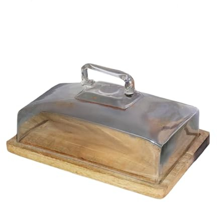 Charlies Wooden Serving Board with Glass Dome