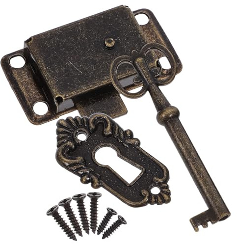 TEHAUX Serratura per Armadietto con Chiave di Serrature Vintage per Mobili Intagli e Decorazioni Delicate Realizzata in Lega di Zinco e Ferro
