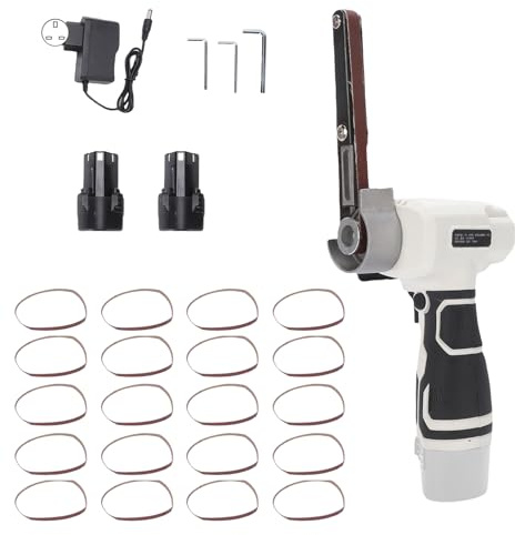 Matybobe Cordless Belt Sander Electric Handheld Belt Grinder Rust Removal Polishing for Metal Wood 20 Sanding Belts (UK Plug)