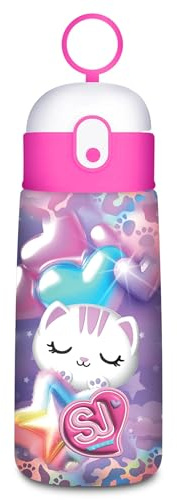 Generico Borraccia con Cannuccia sjgang Style Girl, Tema Gatto, Colori Viola e Rosa, Stile Fantasy 2026
