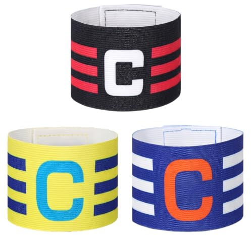 Eldraqth Captain Armbands Soccer Elastic Nylon Arm Bands Adult Youth 3 Pcs | Team Captain Band for Soccer Adjustable Team Sport Armband for Sports Basketball Volleyball