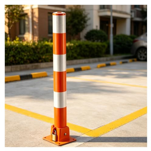 Barrera De Estacionamiento Plegable, Poste De Bolardo De Acero Inoxidable,FáCil De Instalar Desmontable,Bolardos De Seguridad Con Cerradura for Estacionamiento