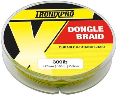 Tronixpro Dongle Braid 200lb | 0.08mm | 100m | Yellow | Braid For Making Dongle Rigs with Circle Hooks | Abrasion Resistant | Easy to Knot | Perfect for Large Baits and Big Fish | Code TLDB20Y