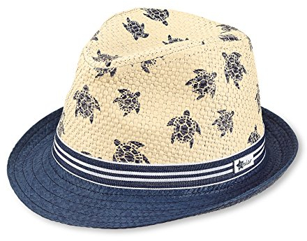Sterntaler Strohhut Schildkröte - klassischer Sonnenhut mit allover Schilkröten Print - UV-Schutz 50+ Sommerhut - Jungen Strandkappe - Baby und Kinder Kopfbedeckung - sand, Größe 49