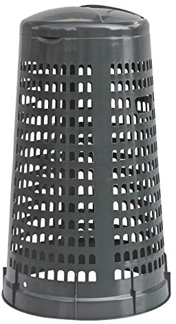 Mobil Plastic – Portasacco Trespolo 110 Litri per Raccolta Differenziata – Bidone Rifiuti con Coperchio – Plastica Resistente – Grigio Scuro