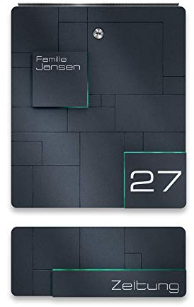Metzler Massiver Design Briefkasten in Anthrazit RAL 7016, Hochwertige Edelstahl mit Zeitungsfach, Satiniertem Acrylglas sticht, Namen & Hausnummer Gravur –Modell 02-33 x 38,5 x 11 cm