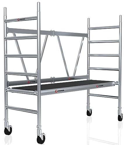 Stuver Scout V 140 trabattello 3 metri - [Pieghevole salvaspazio] trabatello - ponteggio per edilizia - ponteggio trabattello - trabattello con ruote - trabattello per scale - trabattello professional