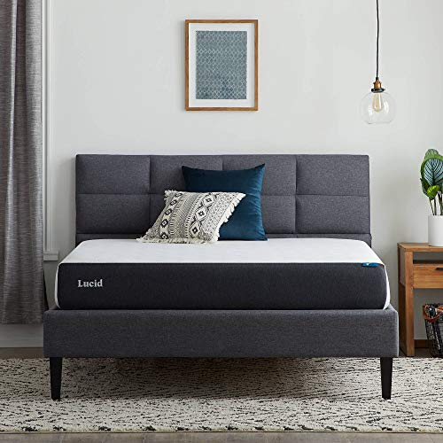 LUCID 20 cm Memory Foam Mattress-Plush Feel-Gel Infusion-Hypoallergenic Bamboo Charcoal-Breathable Top Layer, White, 160 x 200 cm