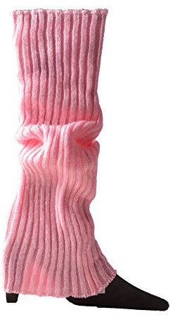 HONGBI Damen Bunte Fußwärmer Beinstulpen aus Baumwollmischung Fluoreszierende Beinwärmer Gestrickt Stulpen Leg Warmers Rosa One size