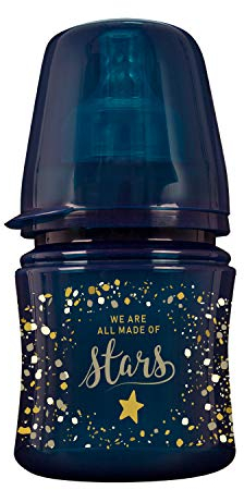 LOVI Biberon Anticolica, 0+ Mesi, 120 ml, Biberon con Tettarella in Silicone Morbida e Flessibile, Adatto per Allattamento Misto, Collezione Stardust, Blu