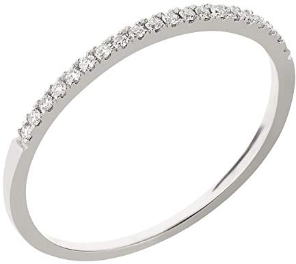 Ardeo Aurum Damenring aus 375 Gold Weißgold mit 0,10 ct Diamanten Brillant Memoire Vorsteckring schmal Stapelring Gr. 58