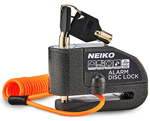 NEIKO 52908A Motorcycle Locks Anti Theft with Alarm, Motorcycle Disc Lock with Alarm, Disk Lock Anti-Theft Motion Sensor, Security Lock Brake, Universal Alarm Lock for Motorcycles, Bicycles & More