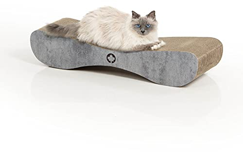 CanadianCat Company | Kratzmöbel für Katzen Satellite 2.0 Lounge, Kratzbrett, hochwertige Katzen Pappe + Katzenminze, betonoptik, ca. 76 x 24 x 15 cm