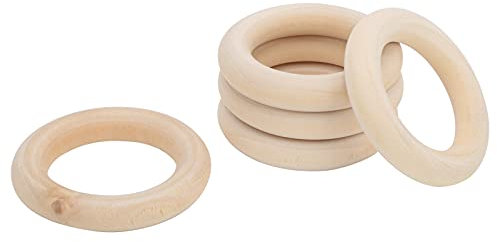 Entatial Holz Baby Beißring, Holzringe Waschbar Wiederverwendbar Langlebig Harmlos Feine Verarbeitung Glatte Oberfläche für Kinderzahnen (55mm)