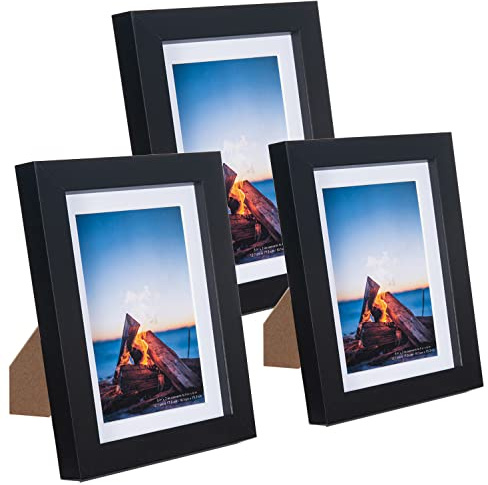 Scholar Tree 3er Set Bilderrahmen Schwarz 13x18cm MDF Holz-Rahmen mit bruchsicherem Acrylglas. ideal für Zertifikat zum aufhängen und aufstellen