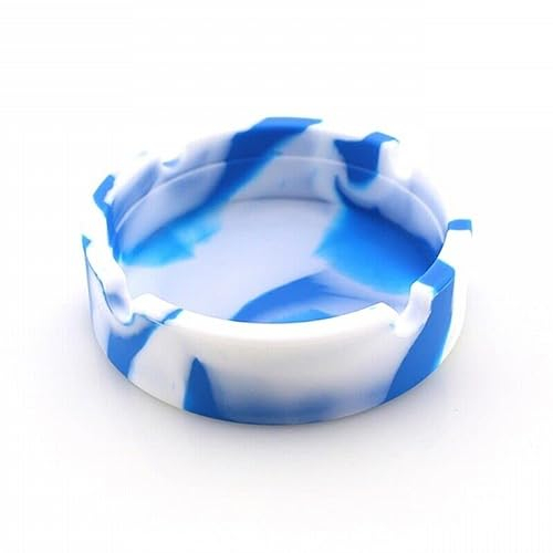 Silicone Heat Resistant Ash Tray - Unbreakable & Washable Ashtray for Outdoor, Restaurant, Indoor and More (Blue)