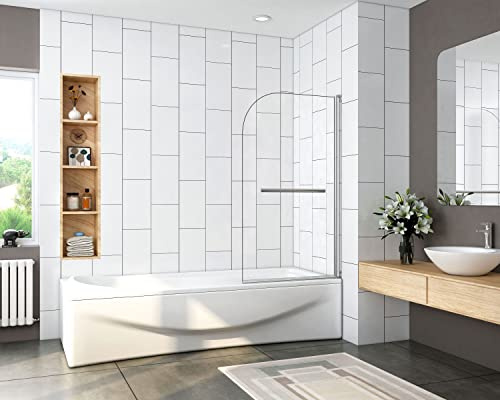 Sopravasca da Bagno Doccia 70x130 cm Girevole 180 Gradi Vetro Temperato 5 mm Maniglia Portasciugamani Telaio Cromo Lucido Trasparente