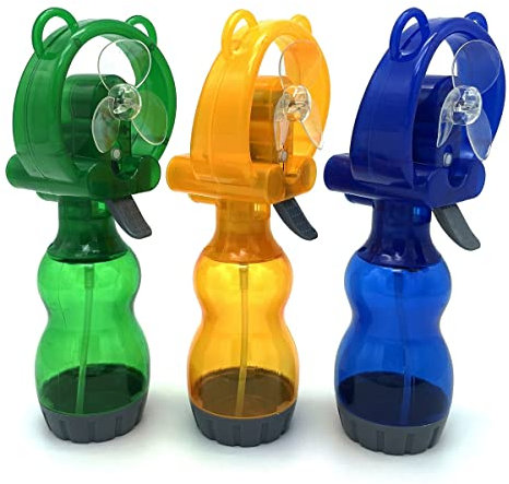 ATBOTP Wassernebelventilator, tragbar, batteriebetrieben, für Außenkühlung, 3 Stück (blau/grün/gelb)
