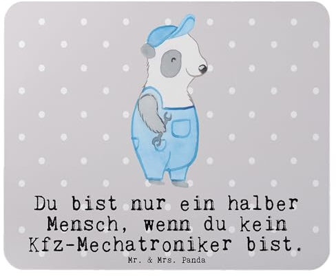 Mr. & Mrs. Panda Mauspad Kfz-Mechatroniker Herz - Geschenk, Gesellenprüfung, Mousepad, Lustig, Spruch, Ausbildung, Laptop, mousematte, Meister, Mausmatte