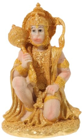 VICASKY Hanuman Statue, Hanuman Ji Figur Affengott Segen Statue Desktop Hindu Kunstharz Handwerk Yoga Decor Meditieren Figur -Handwerk Vintage Wohnkultur