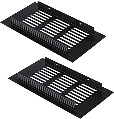 2 rejillas de ventilación de 80 mm, aleación de aluminio, color negro, rejilla de ventilación para cocina, zócalo, armario [80 mm x 150 mm]