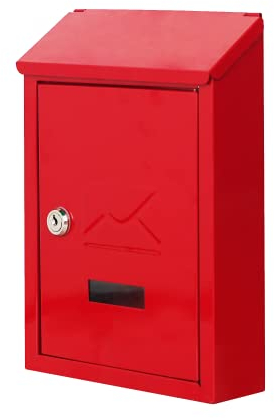 ACL - Cassetta postale piccola – Sicurezza domestica – resistente alle intemperie e durevole – Cassetta postale da parete – Design elegante con serratura – ideale per fissare lettere e pacchi - Rosso