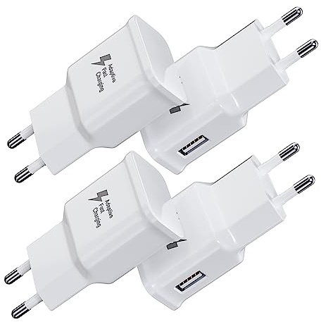 4er-Pack USB Ladegerät Stecker, Schnellladegerät Netzteil USB Ladeadapter kompatibel mit Samsung Galaxy S22 S21 S20 S10 S9 S8 S7 Edge/Plus/Active, A51 A50 A34 A14 A13 A03 Z Flip3 Z Fold2 M53 M14