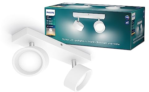 PHILIPS Barra de Iluminación Bracia, con 2 Focos, 5.5W, 550 lm Luz Blanca Cálida 2700k, Blanco