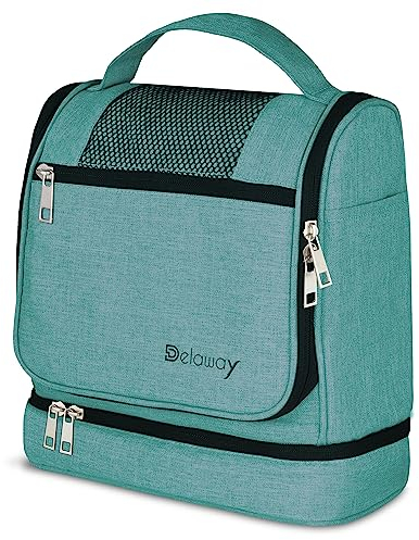 DELAWAY XXL Kulturbeutel zum Aufhängen [Design 2026] Große Kulturtasche für Damen, Herren mit Kofferhalterung und separatem Nassfach - Waschtasche für Männer & Frauen (Türkis Neu)