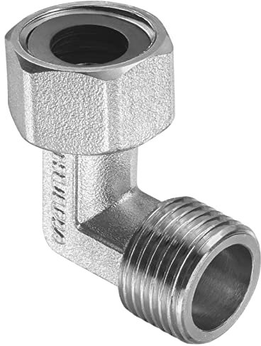 M METERXITY 90 Gradi Gomito - Raccordo per Tubo 90 Gradi, L Forma Raccordo per Tubo con Sigillatura Guarnizione, Applica a Aria Acqua Gas, (G1/2 Maschio a Femmina Filo, Argento)