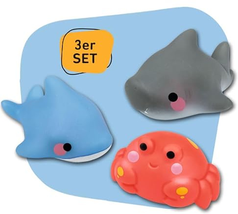 moses. 3er-Set Leuchtende Badetiere, Badewannenspielzeug-Set für Kinder ab 4 Monaten, Krebs, Hai, Delfin, als Spielzeug zum Baden und Planschen …