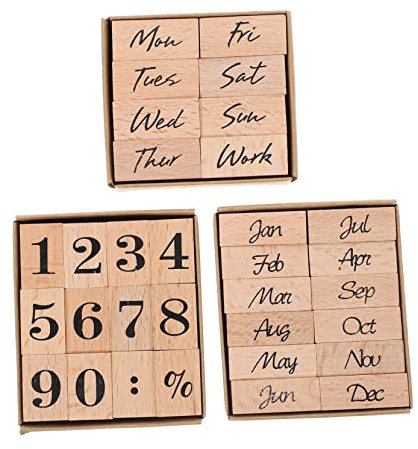 STOBOK 32St Woche Monat Stempel Monate Babyfoto Tagebuch Datumsstempel neues Baby Mondstern Nummernstempel Holzstempel hölzern Siegel Lieferungen Sammelalbum Briefmarke