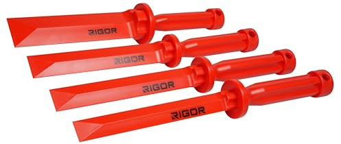 RIGOR 56006 Non-Marring Plastic Scraper Chisel Set, 4-Piece | Four Blade Widths for various uses | No-Scratch Chisel Remover Tool Kit for Removing Trim, Gaskets, Adhesives, Caulk, Decals, and More.